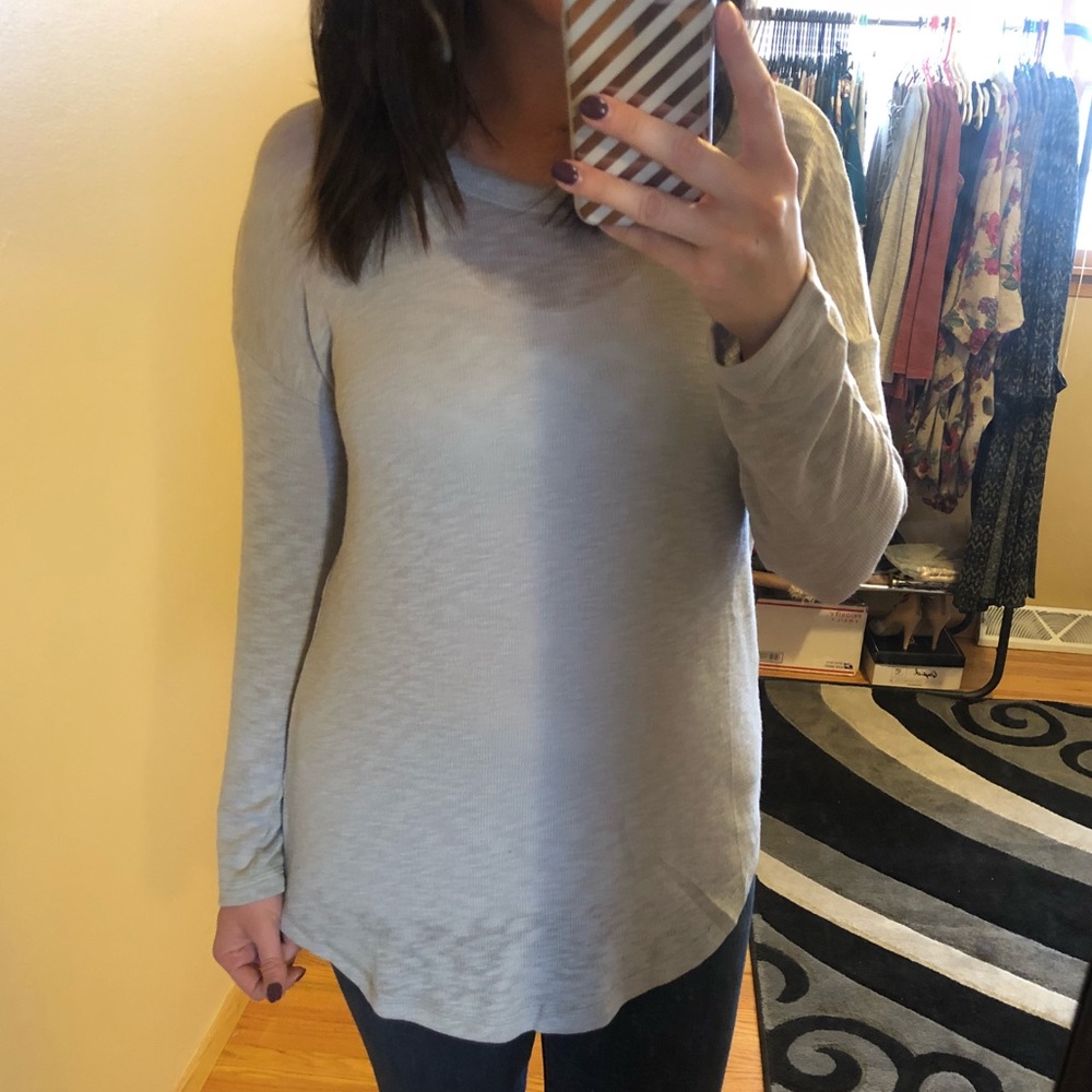 Gray Lace-Up Sweater